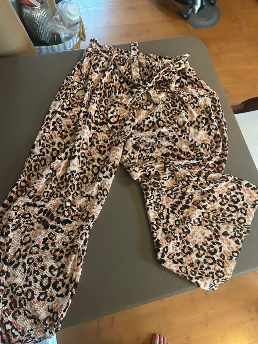 LuLaRoe Leopard Print paper bag, wide leg pants in Cream, Tan & Black